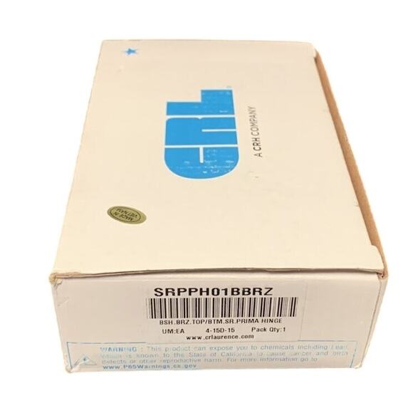 CRL Brushed Bronze Senior Prima 01 Series Top Or Bottom Mount Hinge SRPPH01BBRZ - Picture 1 of 8